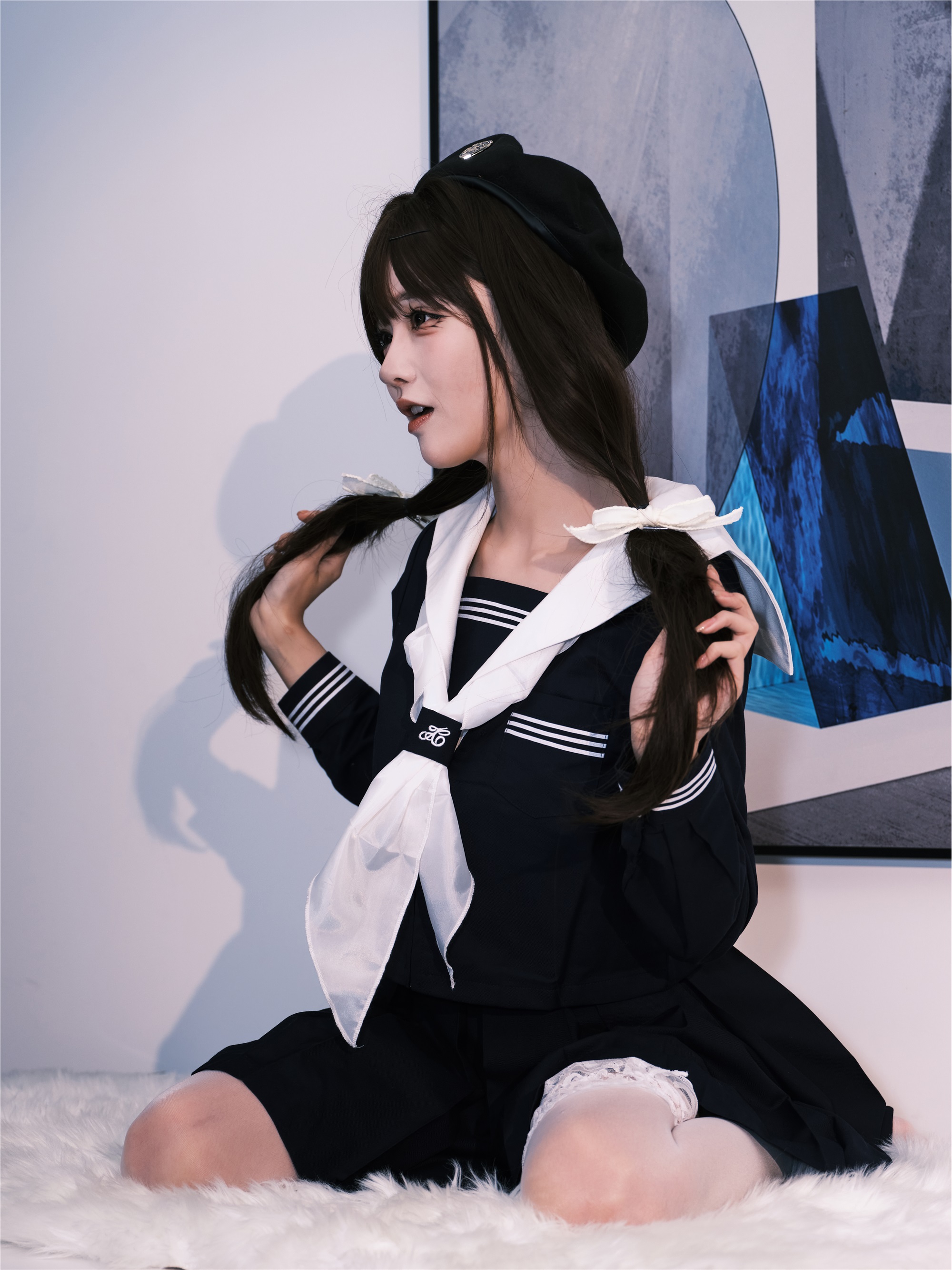 YITUYU艺图语 2025.02.02 女水手的假日 深蓝白丝版 孟程程